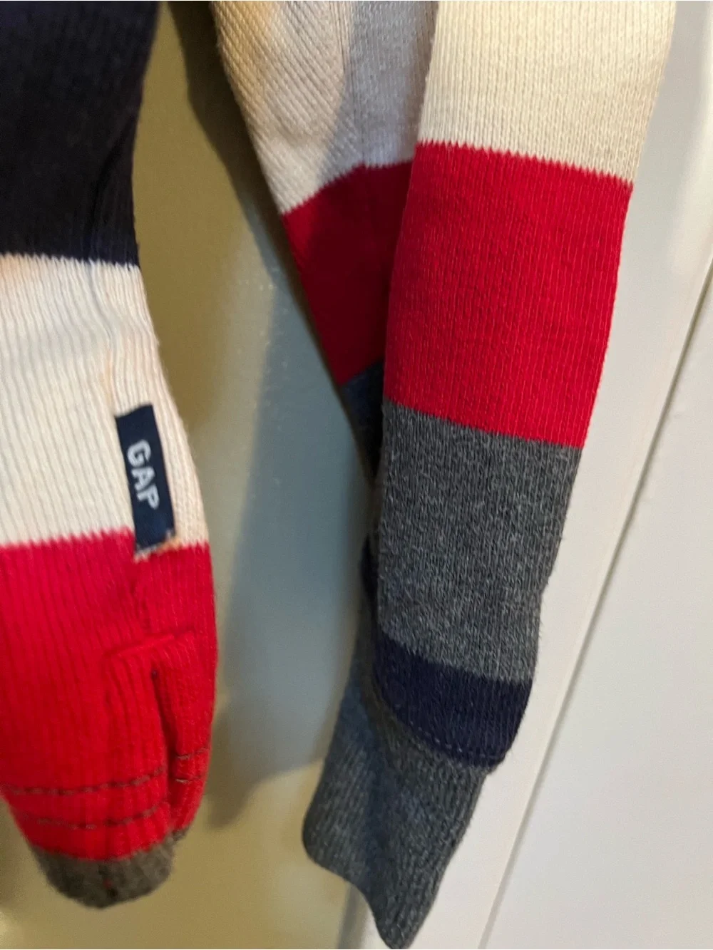 Vintage Gap Kids Sz XXL Crewneck Sweater White Navy Blue Red Gray Stripes Cotton